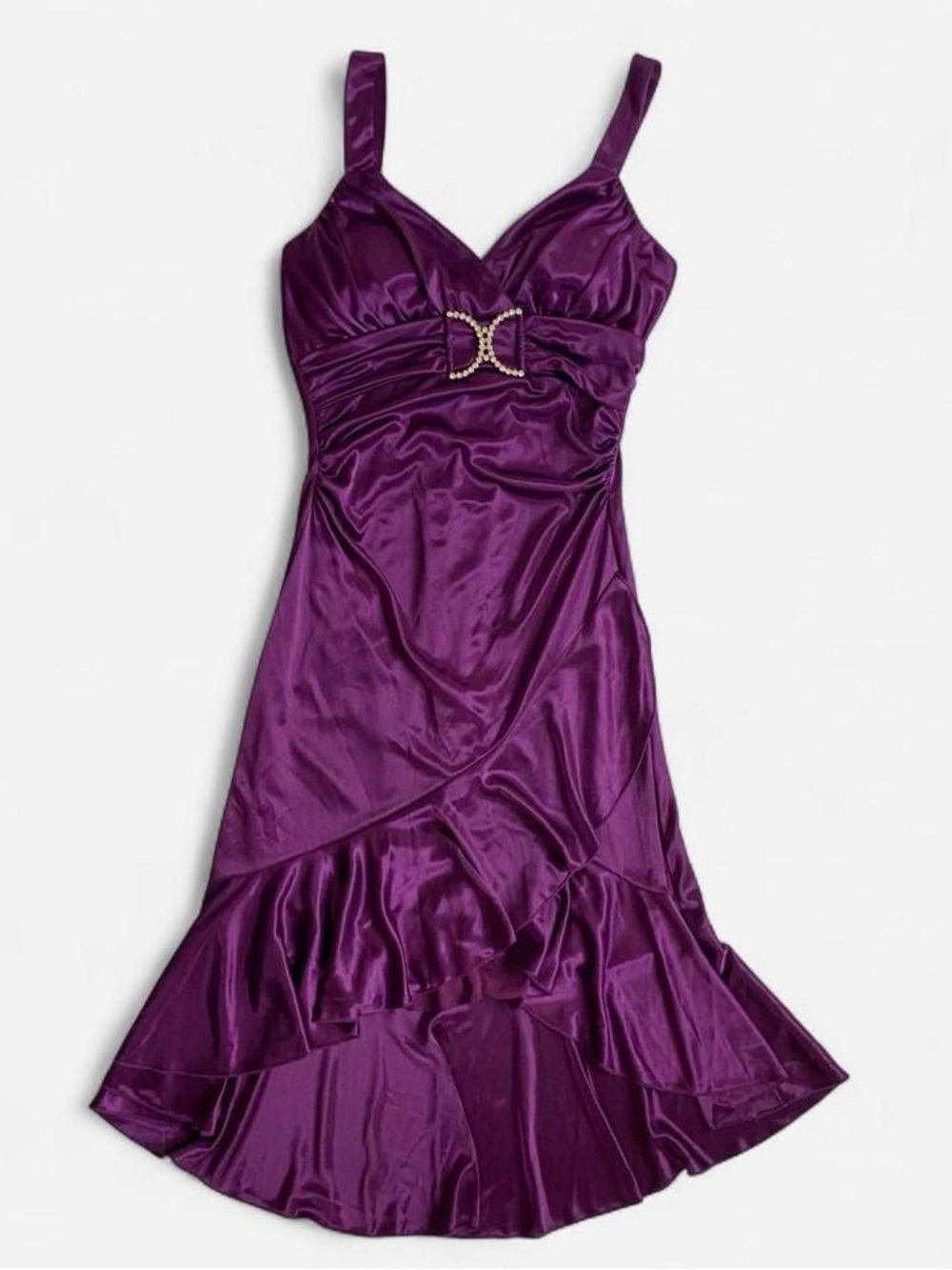 Vintage Y2K purple satin midi cocktail dress